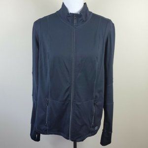 CABI Black Athletic Full Zip Sweatshirt Thumb Holes Women's Size XL